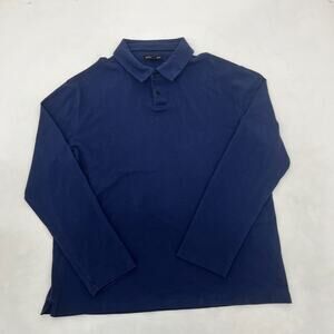 Banana Republic Mens XL Polo Shirt Navy Long Sleeve Luxe Touch Performance